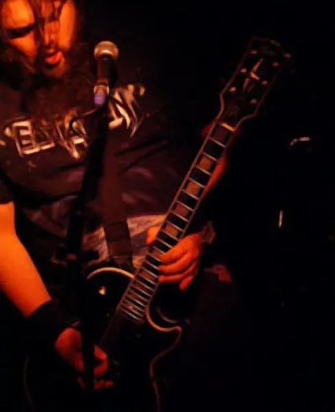 Cool Gool Music guitar student Dave “Two Riffs” Xmas with their guitar and bass, London SE16