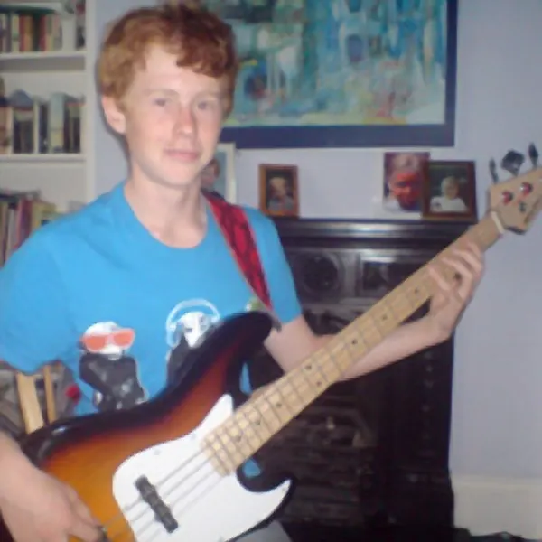 Jack Greenwood and the bass guitar they learn on, Cool Gool Music guitar lessons in Rotherhithe