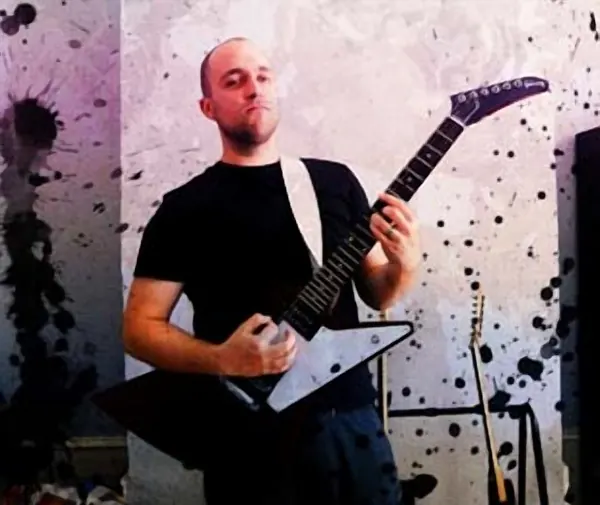 Cool Gool Music guitar student William "Lazer" Ayerst with their electric guitar, London SE16